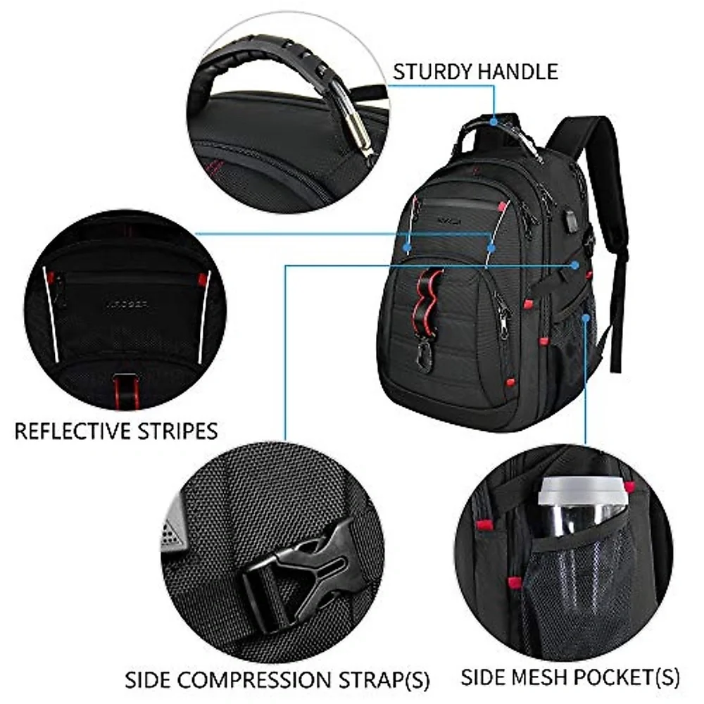 KROSER Travel Laptop Backpack 17.3 Inch XL Computer Backpack-Black - Picture 2 of 10
